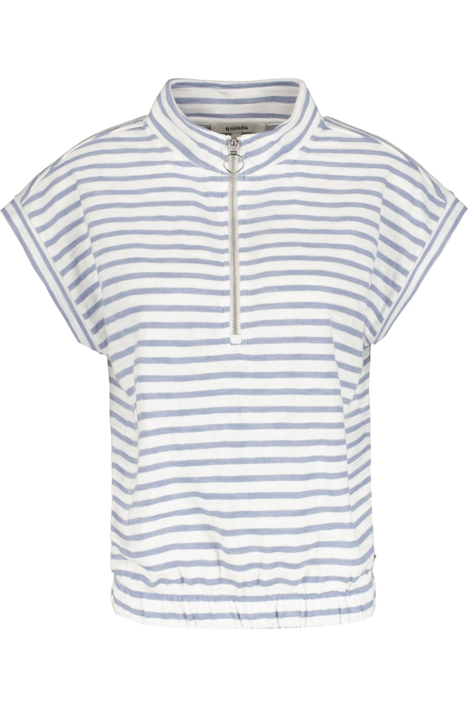 GESTREEPT T SHIRT C30061 2613 BLUE GREY