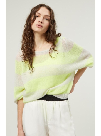 10 Days Trui SWEATER KNIT STRIPE 20 606 3202 1036 FADED FLUOR YELLOW