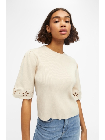Object Trui OBJREYNARD S/S KNIT PULLOVER 126 23041361 Sandshell