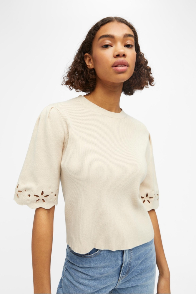 OBJREYNARD S/S KNIT PULLOVER 126 23041361 Sandshell