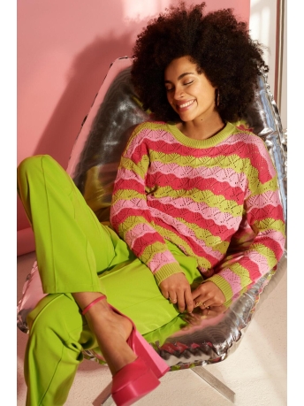 Ydence Trui KNITTED SWEATER NINA CS2312 1068 LIME FUCHSIA PINK