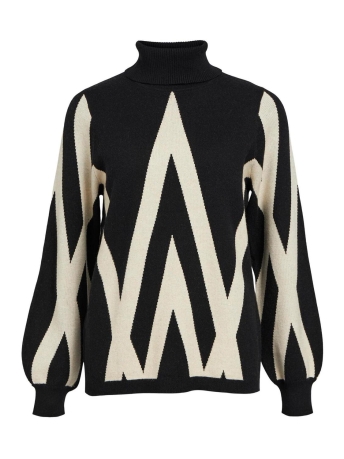 Object Trui OBJRAY L/S KNIT ROLLNECK PULLOVER N 23043290 Black/SANDSHELL