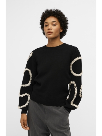 Object Trui OBJDIDI L/S O-NECK KNIT PULLOVER 12 23042928 Black/Sandshell