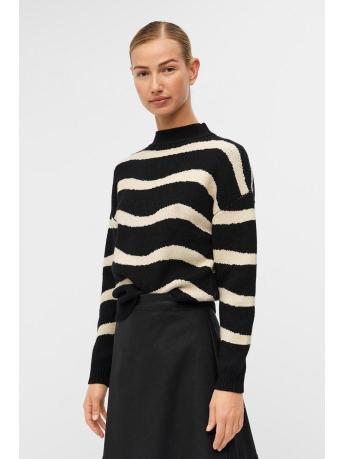 Object Trui OBJRAY L/S NEW KNIT PULLOVER DIV 23043583 Black/Sandshell