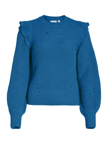 Vila Trui VINORILA NEW L/S POINTELLE KNIT TOP 14090231 MOROCCAN BLUE