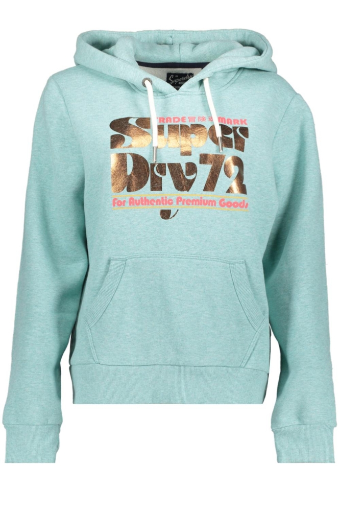70S RETRO FONT GRAPHIC HOODIE W2011965A SAGE GREEN MARL