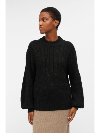 Object Trui OBJNOVA STELLA CABLE KNIT PULLOVER 23042244 Black