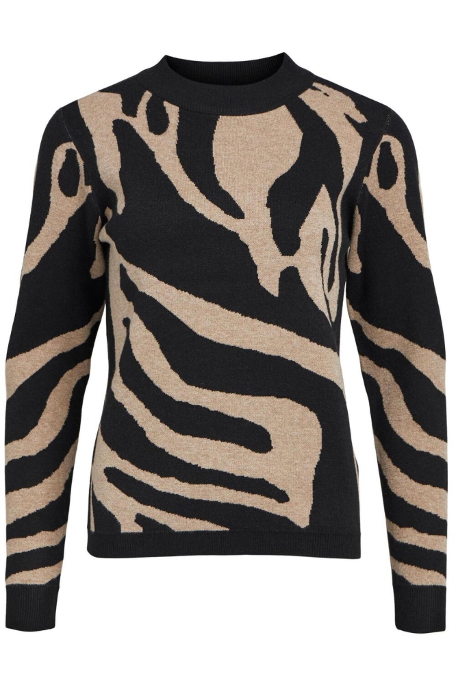 objray l s knit pullover aop noos 23040958 object trui black fossil big