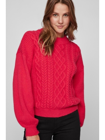 Vila Trui VICHINTI O-NECK CABLE KNIT TOP-NOOS 14084204 Love Potion