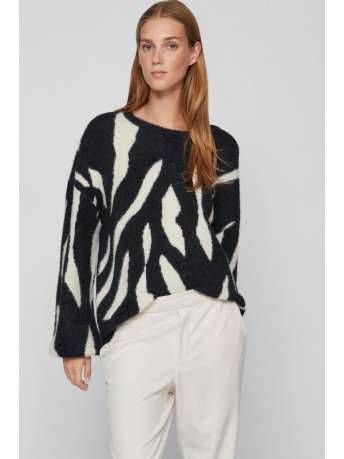 Vila Trui VILAJULI JAQUARD L/S KNIT TOP -NOOS 14086315 Black/White Sand