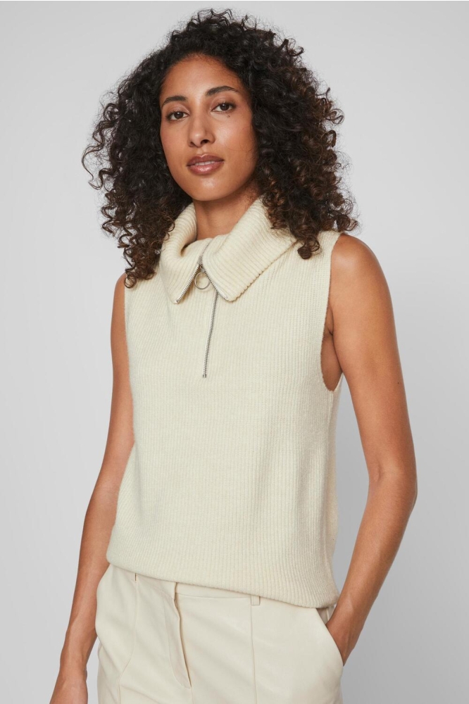 VIRIL HALF ZIPPER KNIT VEST NOOS 14084214 BIRCH
