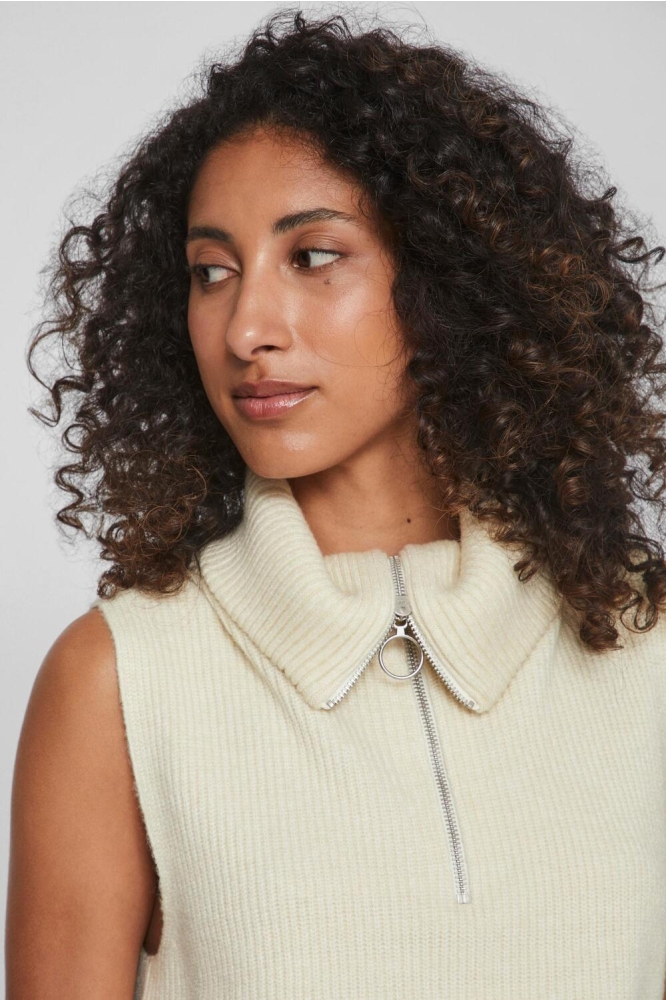 VIRIL HALF ZIPPER KNIT VEST NOOS 14084214 BIRCH