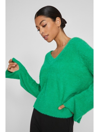 Vila Trui VIHENNY REV V-NECK L/S SHORT KNIT T 14091318 Bright Green