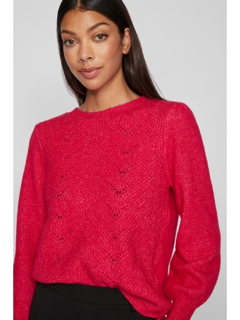 Vila Trui VICLEO NEW L/S O-NECK KNIT TOP/SU 14088026 LOVE POTION