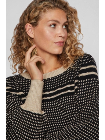 Vila Trui VIRIL L/S BOATNECK STRUCTURE KNIT T 14087897 BLACK/NATURAL ME