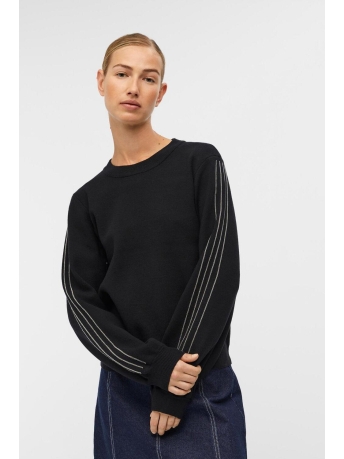 Object Trui OBJKINAN L/S KNIT PULLOVER 130 DIV 23043925 Black/Silver