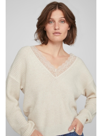 Vila Trui VIGLACY REV V-NECK L/S KNIT TOP/PB 14087563 SUPER LIGHT
