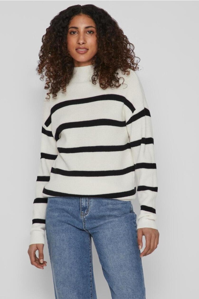 VIRIL MOCKNECK L/S KNIT RIB TOP 2- 14091615 WHITE ALYSSUM
