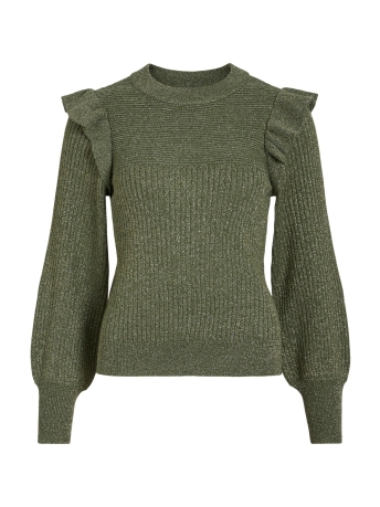 Vila Trui VIMINA L/S GLITTER KNIT TOP 14098032 Duck Green/GOLD LUREX