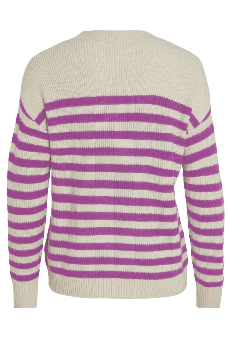 Vila viril rib stripe l/s knit top - noo