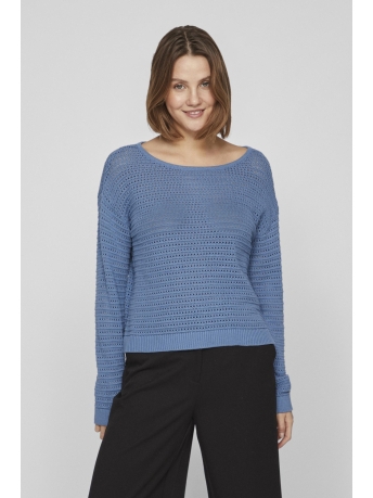 Vila Trui VIBELLISINA BOATNECK L/S KNIT TOP - 14089578 CORONET BLUE