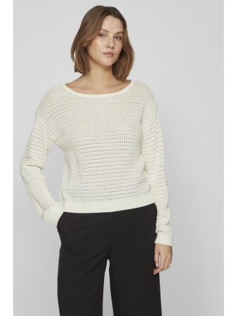 Vila Trui VIBELLISINA BOATNECK L/S KNIT TOP - 14089578 Egret