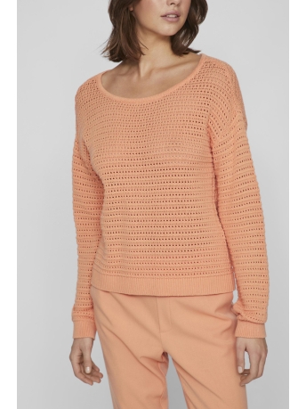 Vila Trui VIBELLISINA BOATNECK L/S KNIT TOP - 14089578 Shell Coral