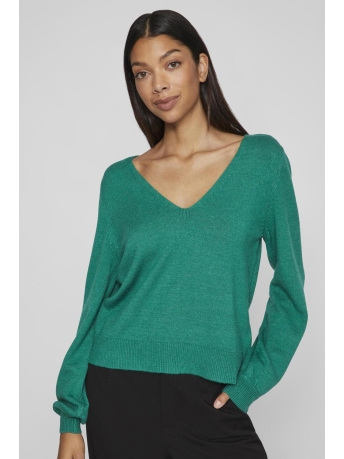 Vila Trui VIRIL REV V-NECK L/S KNIT TOP - NOO 14084174 ULTRAMARINE GREEN