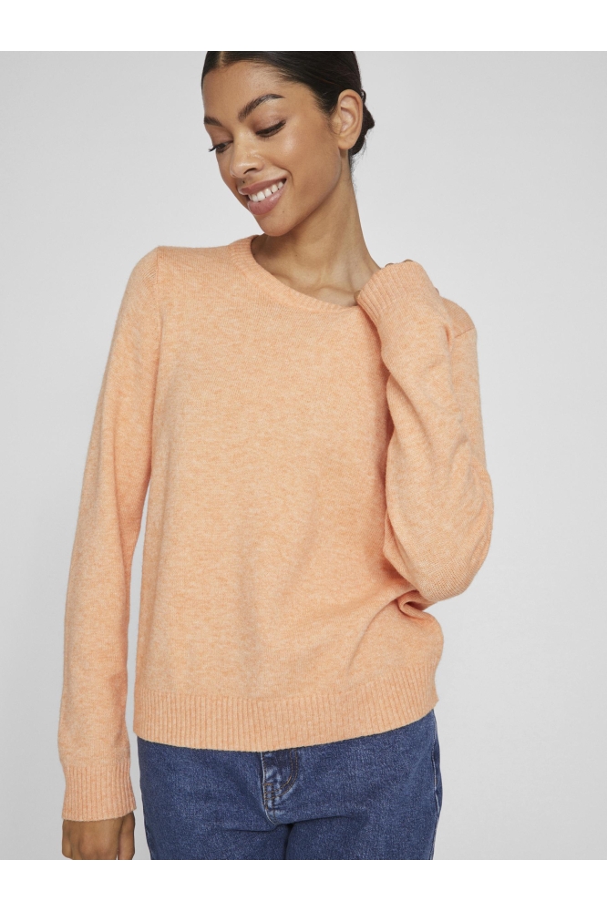 VIRIL O-NECK L/S KNIT TOP - NOOS 14054177 SHELL CORAL