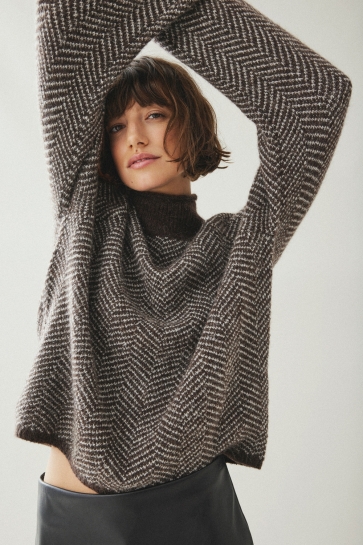 Vila Trui VILORY HIGH NECK L/S KNIT TOP - NOO 14094181 COFFEE BEAN/EGGNOG MEL