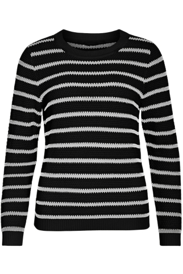 Vila Trui VIDALO O-NECK L/S STRIPE KNIT TOP- 14101685 Black/WHITE ALYS