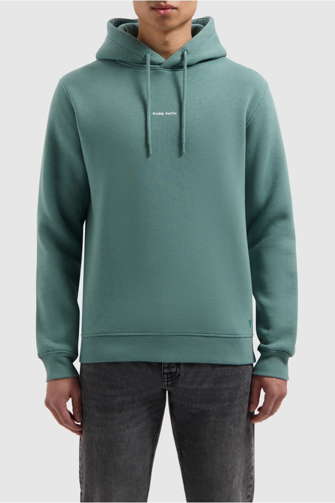 HOODIE WITH PRINT 24010301 76 FADED GREEN