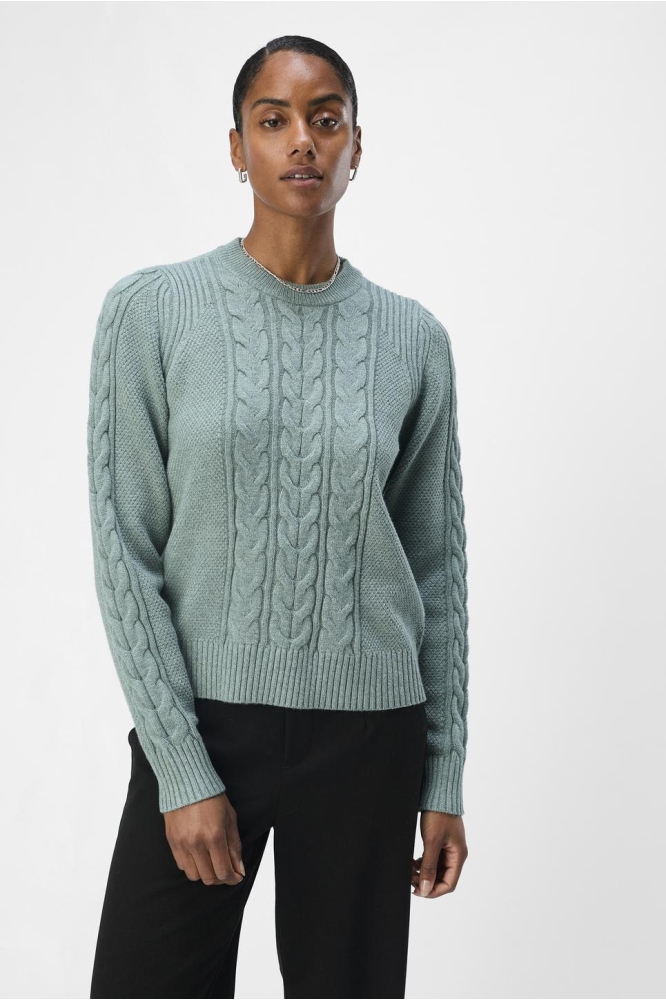 Object groene dames trui | Model vooraanzicht