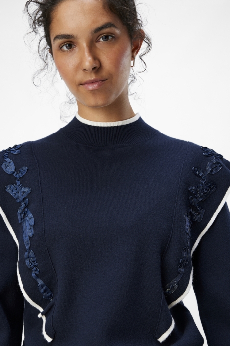 Object blauwe dames trui | Close up