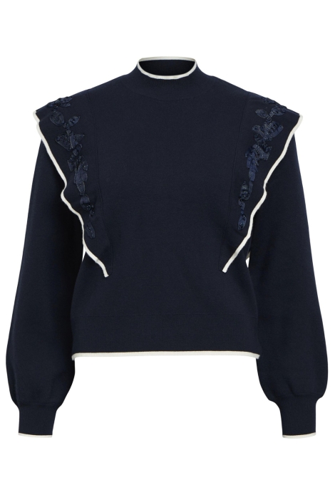 Object blauwe dames trui | Vooraanzicht