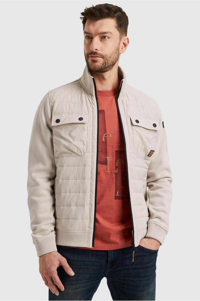 HYBRID JACKET IN A MATERIAL MIX PSW2402404 BONE WHITE