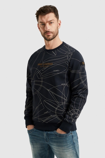 PME legend Trui SWEATSHIRT WITH ALLOVER PRINT PSW2402413 5281