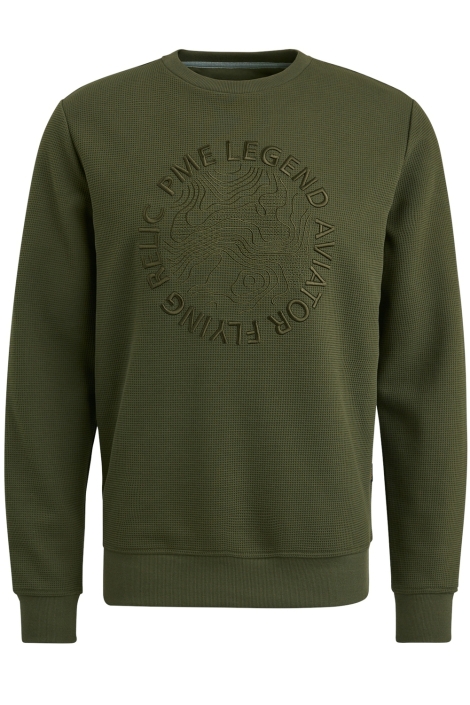 PME legend groene heren sweater | Vooraanzicht