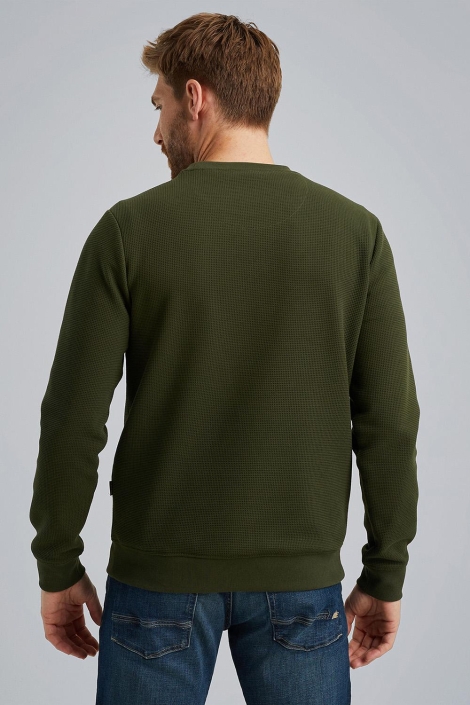 PME legend groene heren sweater | Model achteraanzicht