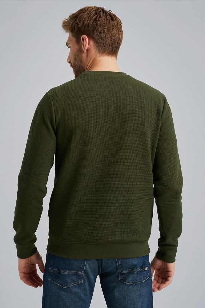 PME legend groene heren sweater | Model achteraanzicht