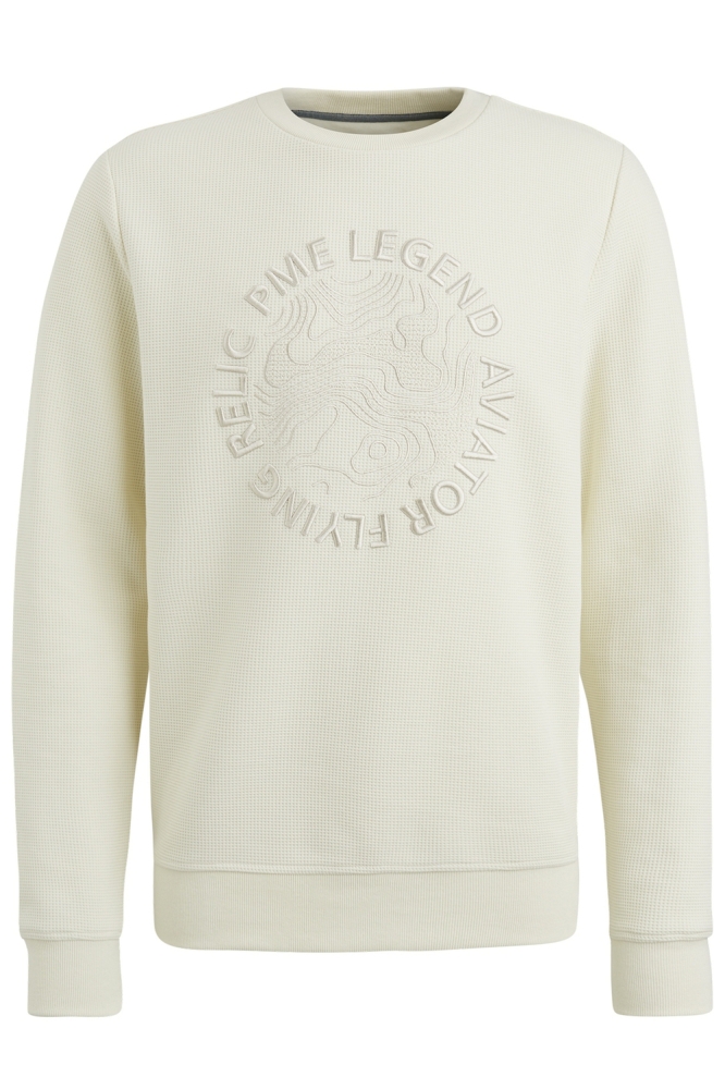PME legend ecru heren sweater | Vooraanzicht