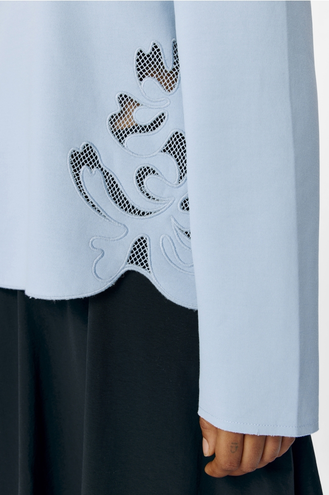 Object blauwe dames sweater | Close up