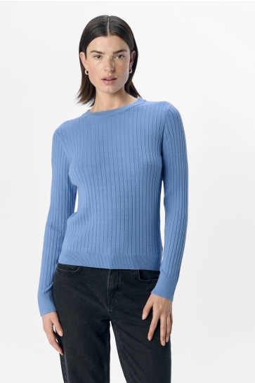 Object Trui OBJNOELLE RE L/S KNIT O-NECK DIV 23046228 CORNFLOWER BLUE/MELANGE