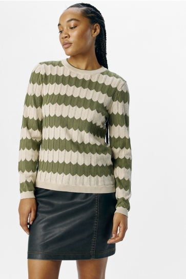 Object Trui OBJEBBA L/S RE KNIT PULLOVER NOOS 23045708 SANDSHELL/CAPULET OL