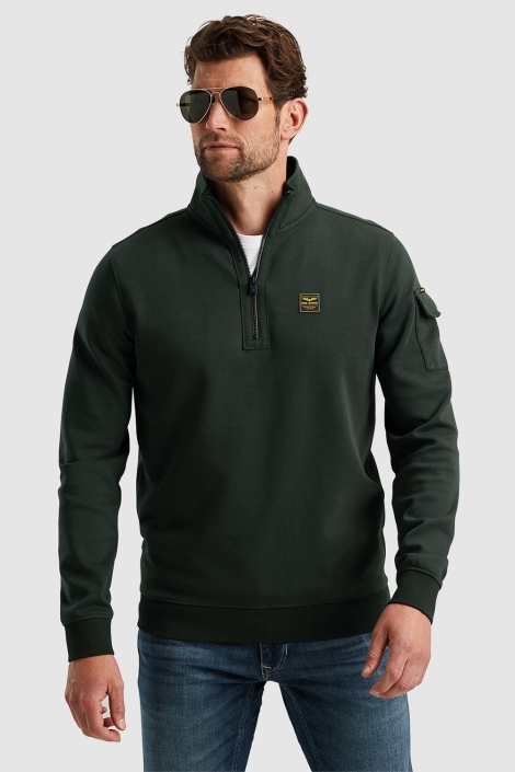 PME legend groene heren sweater | Model vooraanzicht