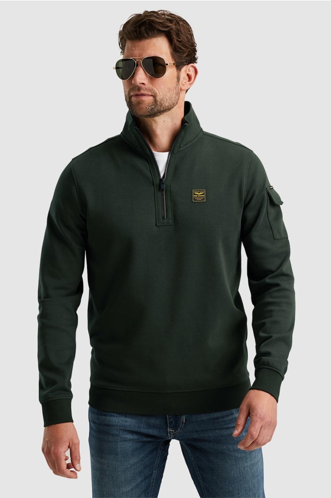 PME legend groene heren sweater | Model vooraanzicht