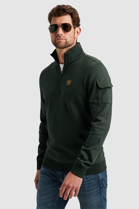 PME legend groene heren sweater | Model zijaanzicht