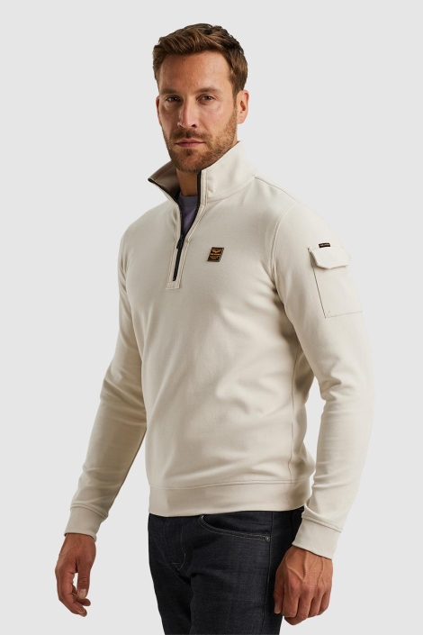 PME legend beige heren sweater | Model zijaanzicht