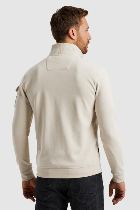 PME legend beige heren sweater | Model achteraanzicht