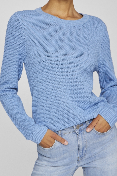 Vila blauwe dames trui | Model vooraanzicht